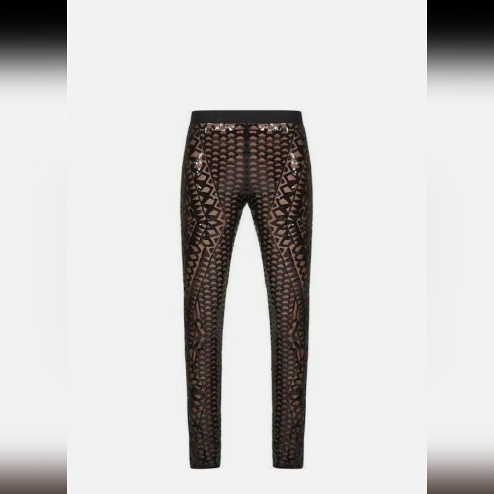BCBGMaxAzria Black and Brown Geometric Leggings